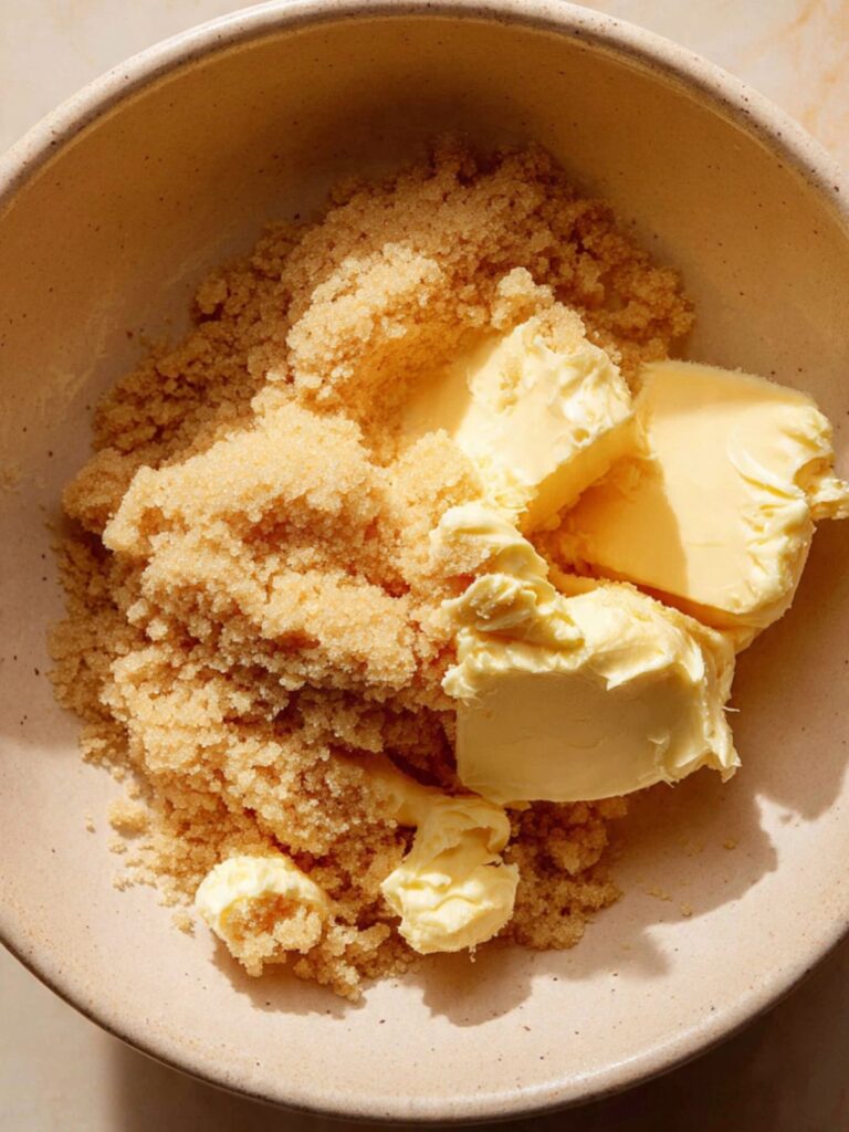unsalted butter and packed brown sugar in large mixing bowl before creaming for oatmeal cream pies